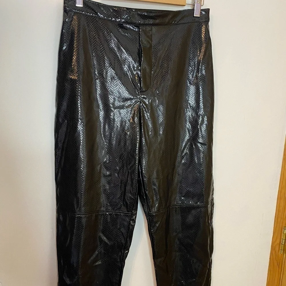 1980s Black Snake Skin Pleather High Waisted Pants